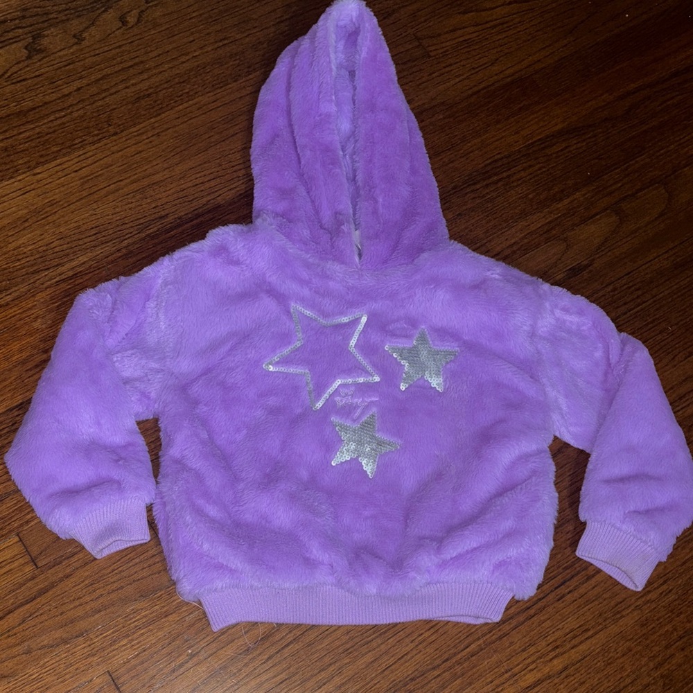 Betsey Johnson Lavender Hoodie with Silver Stars / double  fuzzy linen